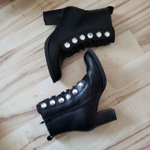 VENUS Black Embellished Combat Boots, Sz 7